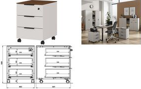Купить GERMANIA Rollcontainer GW-ANCONA, Kaschmir/Nussbaum-Nach- bildung, 3 Schubkästen davon 1 abschließbar, 4 Laufrollen - 1 Stück (4228-573) в магазине wardena.ru