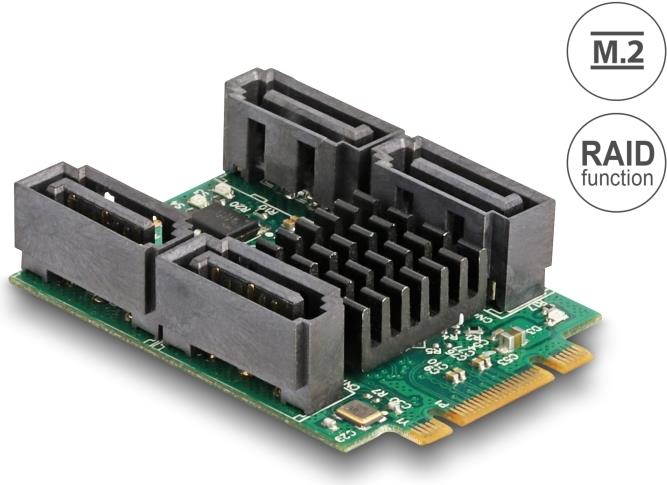 Купить Delock Konverter M.2 Key B+M Stecker zu 4 x SATA Stecker mit RAID und HyperDuo (61062) в магазине wardena.ru