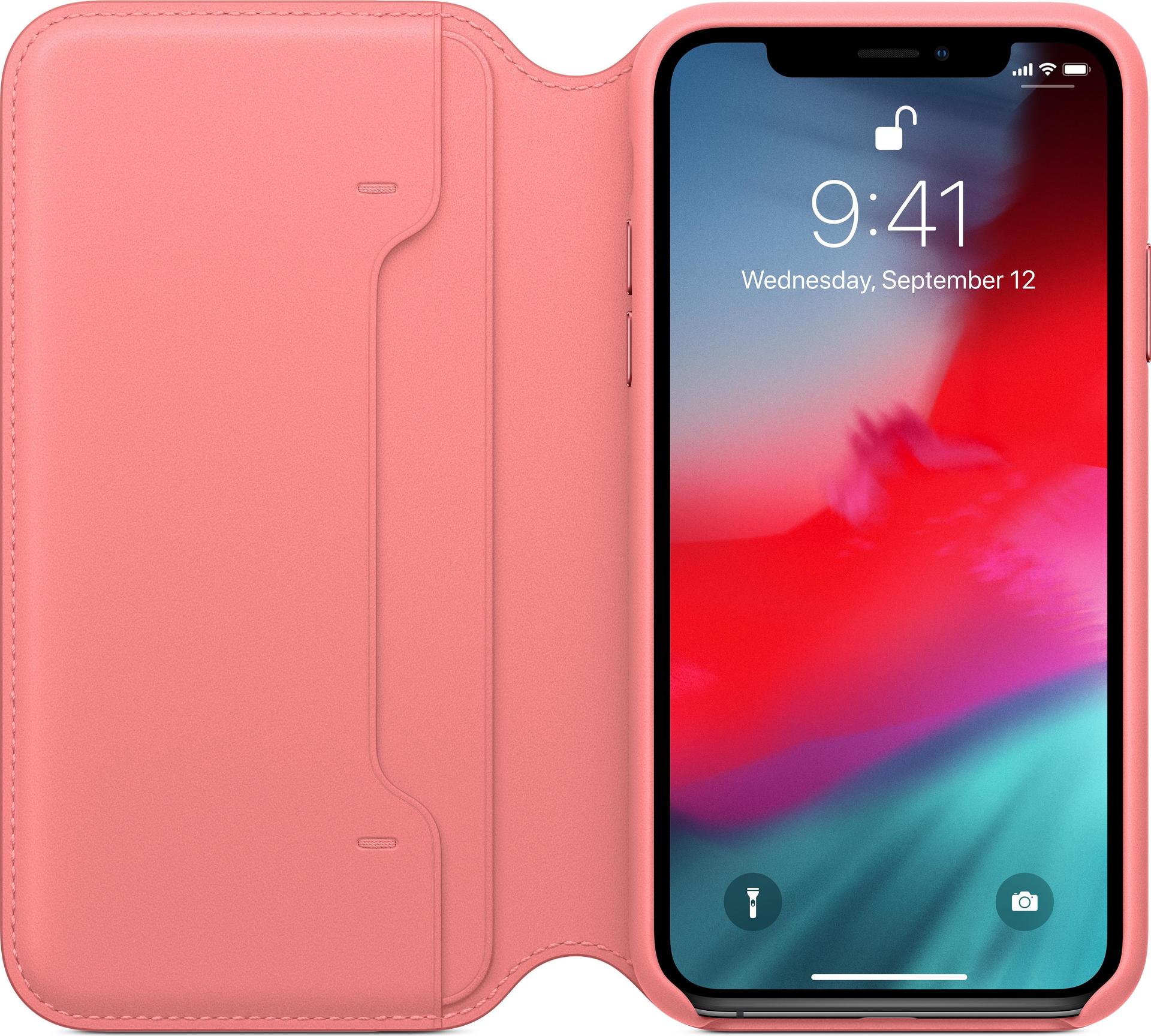 Купить Apple Folio - Flip-Hülle für Mobiltelefon - Leder - Pfingstrosenrosa - für iPhone XS (MRX12ZM/A) в магазине wardena.ru