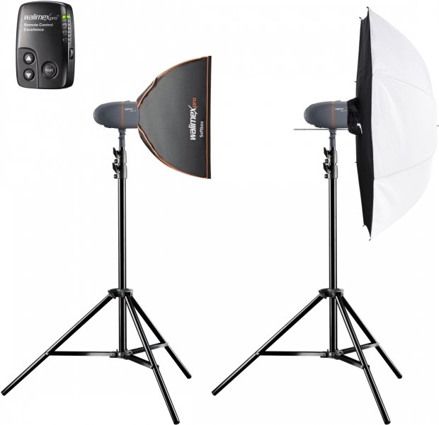 Купить mantona Walimex Pro Newcomer Set Classic 3/3 1SB1DS+ - Stroboskoplampen-Kit - 2 Köpfe x 1 Lampe - 600 Ws - AC (21326) в магазине wardena.ru