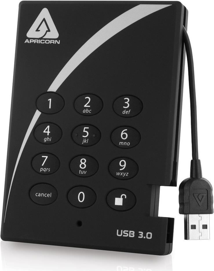 Купить Apricorn Aegis Padlock A25-3PL256-1000 - Festplatte - verschlüsselt - 1 TB - extern (tragbar) - 2.5" (6.4 cm) - USB 3.0 - 5400 U/min - Puffer: 8 MB - FIPS 197 в магазине wardena.ru