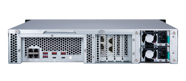 Купить QNAP TS-h1283XU-RP E-2236 Eingebauter Ethernet-Anschluss Rack (2U) Schwarz - Grau NAS (TS-H1283XU-RP-E2236-128G) в магазине wardena.ru