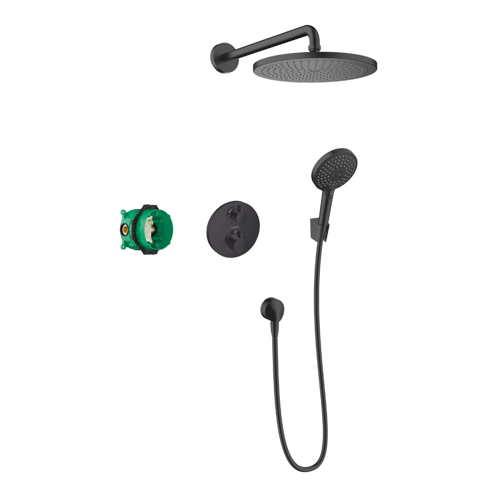 Купить Hansgrohe Croma Душевая система скрытого монтажа 280 1jet с Ecostat S черный матовый 27961670 в магазине wardena.ru