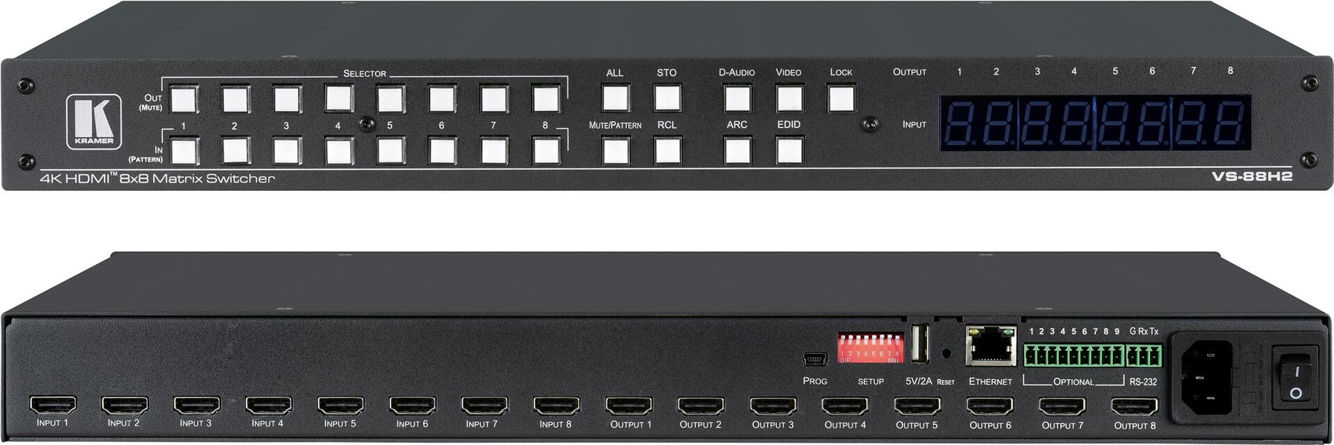 Купить Kramer Electronics VS-88H2 AV-Matrix-Umschalter Eingebautes Display (20-00018330) в магазине wardena.ru