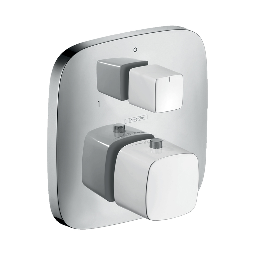 Купить Hansgrohe PuraVida Термостат с запорным/переключающим вентилем скрытого монтажа хром-белый матовый 15771400 в магазине wardena.ru