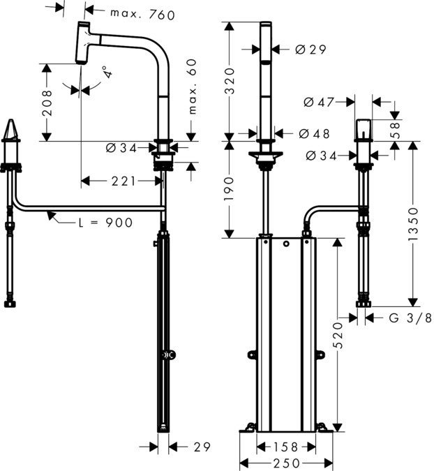 Купить Hansgrohe C51-F450-06 Комбинация для кухни 450 хром 43217000 в магазине wardena.ru