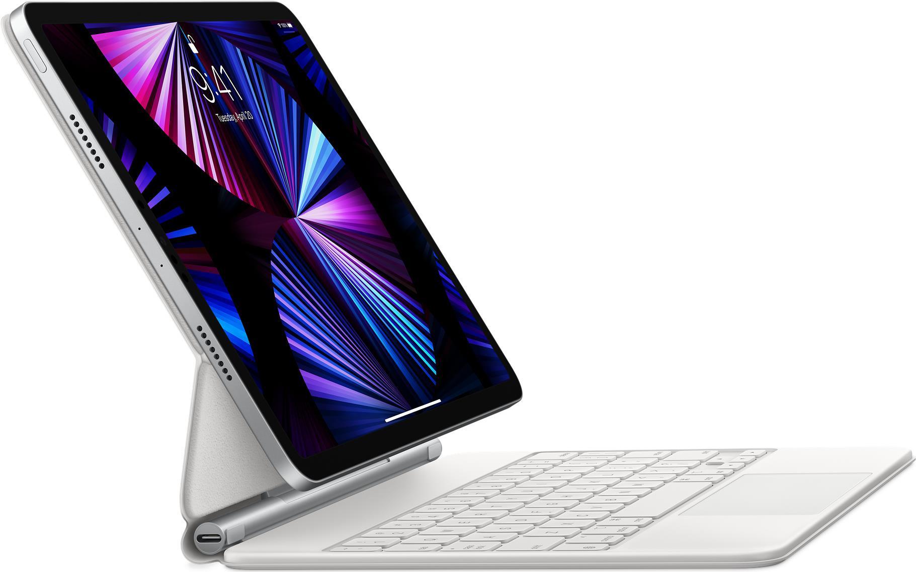 Купить Apple Magic Keyboard - Tastatur und Foliohülle - mit Trackpad - hinterleuchtet - Apple Smart connector - QWERTY - USA International - weiß (MJQJ3Z/A) в магазине wardena.ru