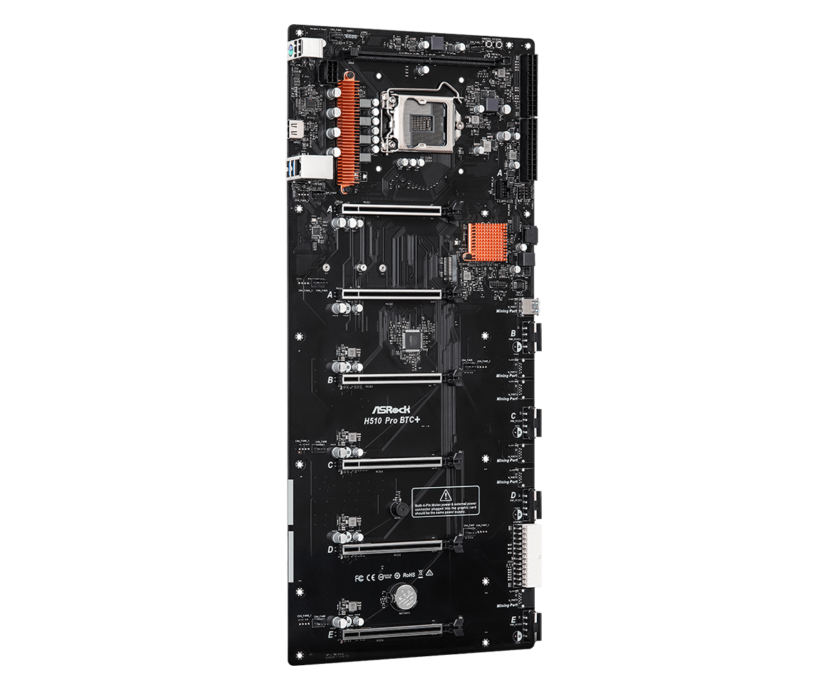 Купить ASRock H510 Pro BTC+ - Motherboard - LGA1200-Sockel - H510 Chipsatz - USB 3,2 Gen 1 - Gigabit LAN - Onboard-Grafik (CPU erforderlich) (90-MXBGL0-A0UAYZ) в магазине wardena.ru