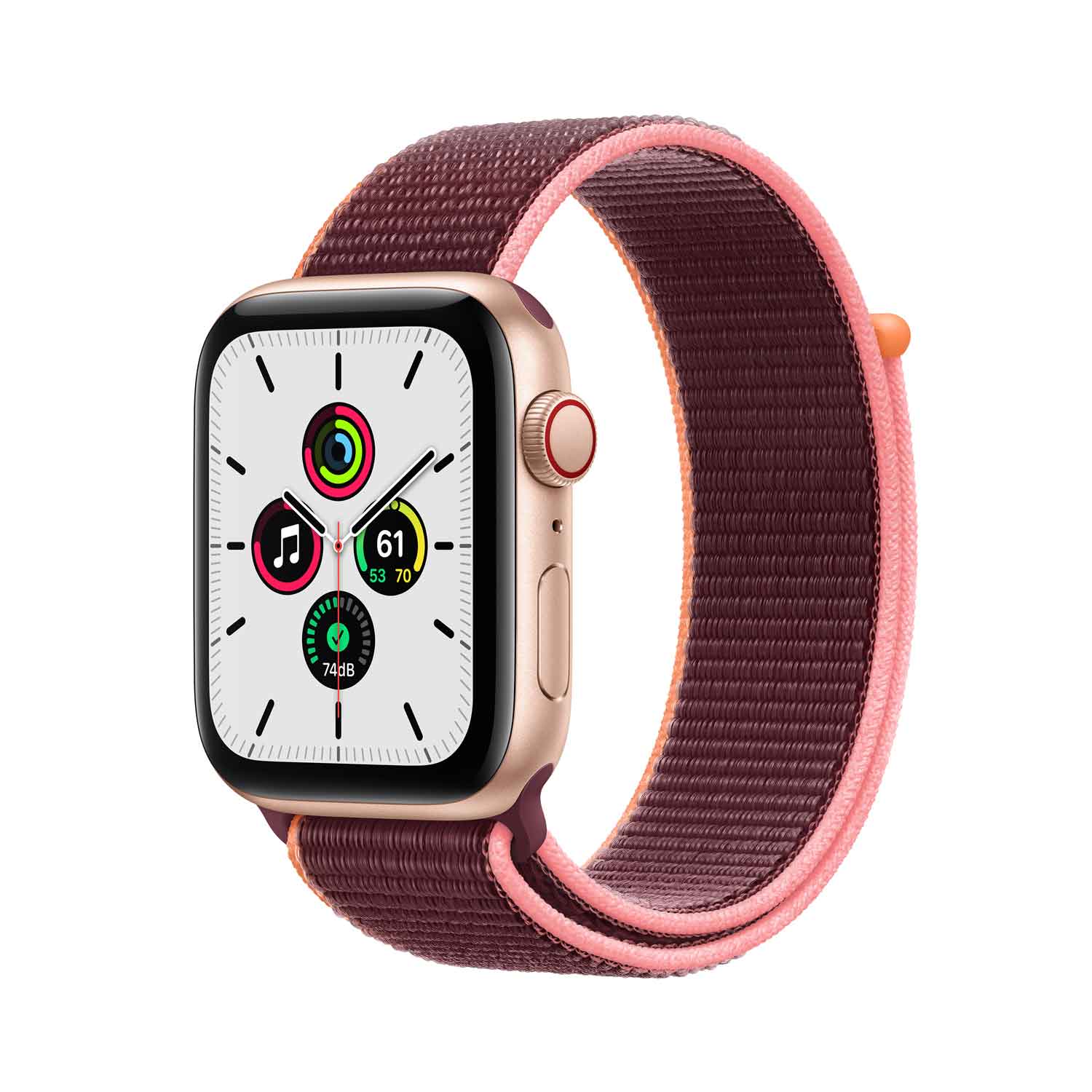 Купить Apple Watch SE (GPS + Cellular) - 44 mm - Gold Aluminium - intelligente Uhr mit Sportschleife - gewebtes Nylon - Pflaume - Handgelenkgröße: 145-220 mm - 32 GB - Wi-Fi, Bluetooth - 4G - 36.36 g (MYEY2FD/A) в магазине wardena.ru