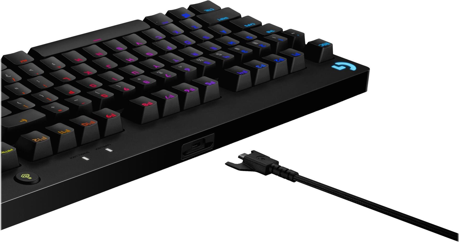Купить Logitech G PRO - Tastatur - Hintergrundbeleuchtung - USB - QWERTY - Spanisch - Tastenschalter: GX Blue Clicky - Schwarz (920-010593) в магазине wardena.ru