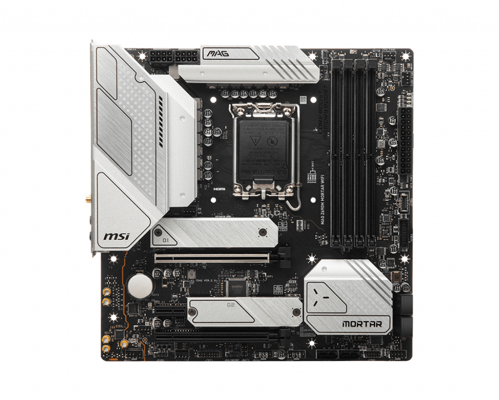Купить MSI MAG Z690M MORTAR WIFI - Motherboard - micro ATX - LGA1700-Sockel - Z690 Chipsatz - USB-C Gen2, USB 3.2 Gen 1, USB 3.2 Gen 2, USB-C Gen 2x2 - 2.5 Gigabit LAN, Wi-Fi, Bluetooth - Onboard-Grafik (CPU erforderlich) - HD (7D42-014R) в магазине wardena.ru