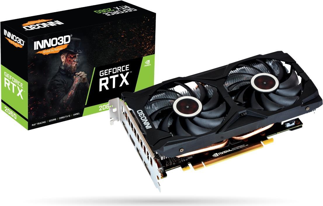 Купить INNO3D GeForce RTX 2060 Twin X2, 6GB GDDR6, HDMI, 3x DP (N20602-06D6-1710VA15L) в магазине wardena.ru