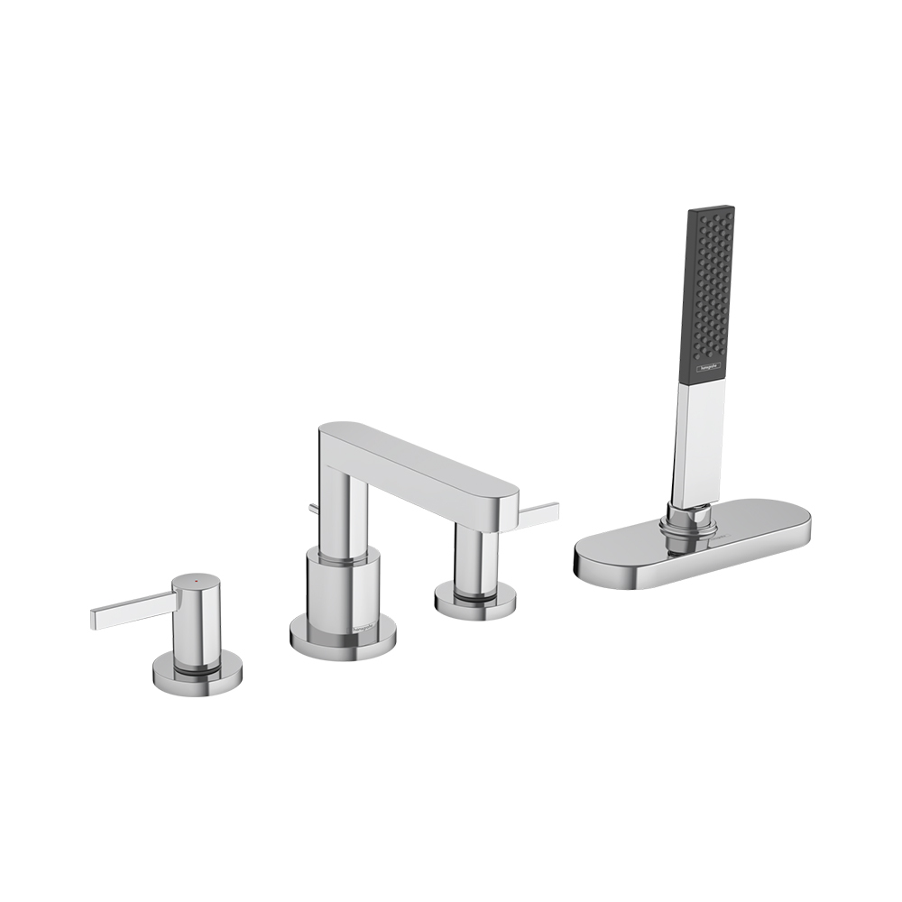 Купить Hansgrohe Finoris Смеситель на край ванны на 4 отверстия с sBox черный матовый 76444670 в магазине wardena.ru