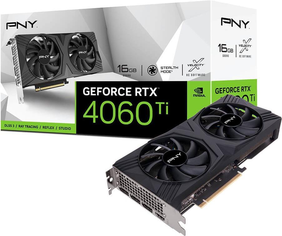 Купить PNY GeForce RTX 4060 Ti 16G - VERTO Overclocked Dual Fan Edition - Grafikkarten - GeForce RTX 4060 Ti - 16GB GDDR6 - PCIe 4,0 x16 - HDMI, 3 x DisplayPort (VCG4060T16DFXPB1-E) в магазине wardena.ru