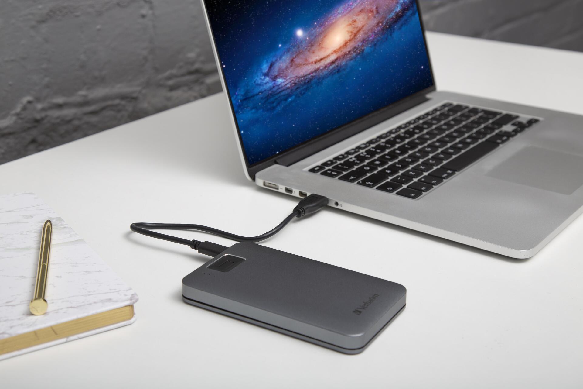 Купить Verbatim Executive Fingerprint Secure - Festplatte - verschlüsselt - 2TB - extern (tragbar) - USB 3,2 Gen 1 (USB-C Steckverbinder) - 256-Bit-AES (53653) в магазине wardena.ru
