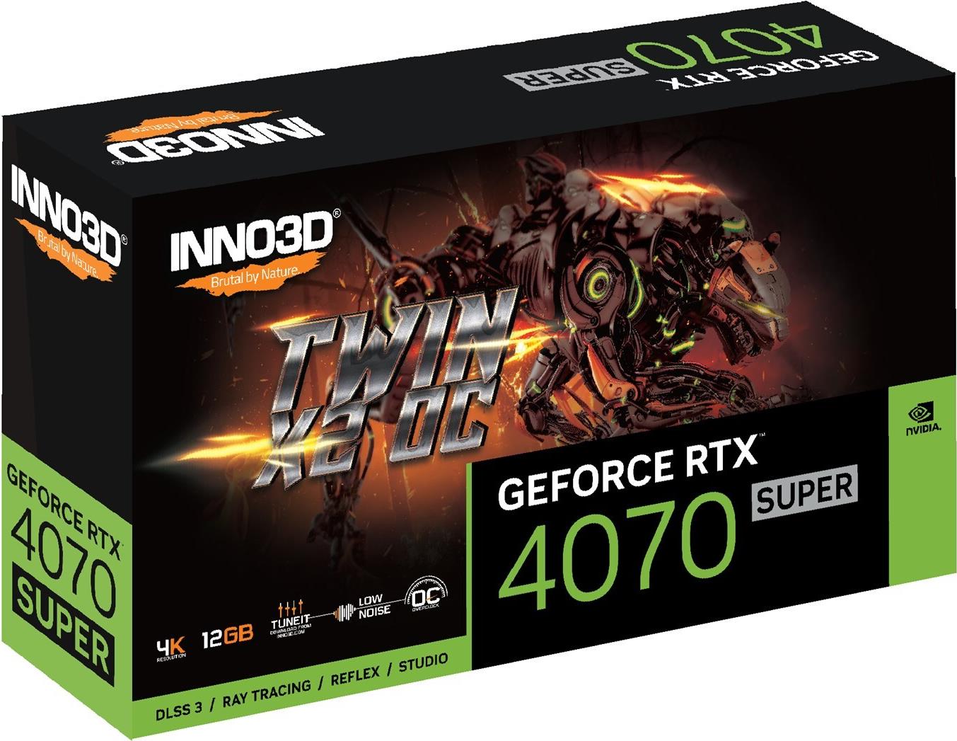 Купить Inno3D GEFORCE RTX 4070 SUPER TWIN X2 OC - GeForce RTX 4070 SUPER - 12 GB - GDDR6X - 192 Bit - 7680 x 4320 Pixel - PCI Express x16 4.0 (N407S2-126XX-186162N) в магазине wardena.ru