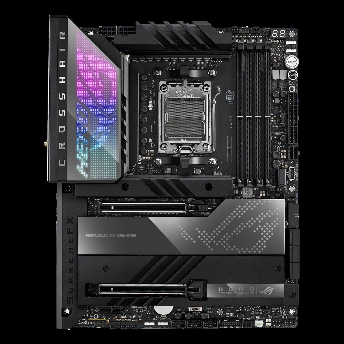 Купить ASUS ROG CROSSHAIR X670E HERO - Motherboard - ATX - Socket AM5 - AMD X670 Chipsatz - USB 3.1 Gen 1, USB 3.2 Gen 2, USB4, USB-C 3.2 Gen2, USB-C 3.2 Gen 2x2 - 2.5 Gigabit LAN, Bluetooth, Wi-Fi - Onboard-Grafik (CPU erforde (90MB1BC0-M0EAY0) в магазине wardena.ru