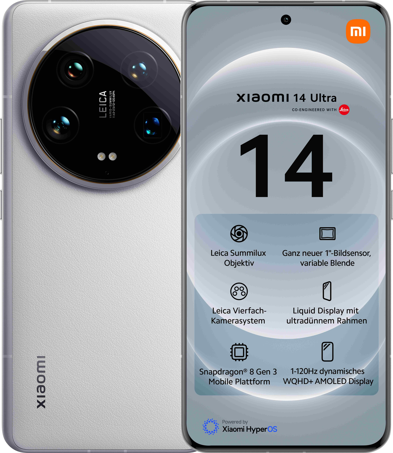 Купить Xiaomi 14 Ultra 17,1 cm (6.73") Dual-SIM 5G USB Typ-C 16 GB 512 GB 5000 mAh Weiß (MZB0GUIEU) в магазине wardena.ru