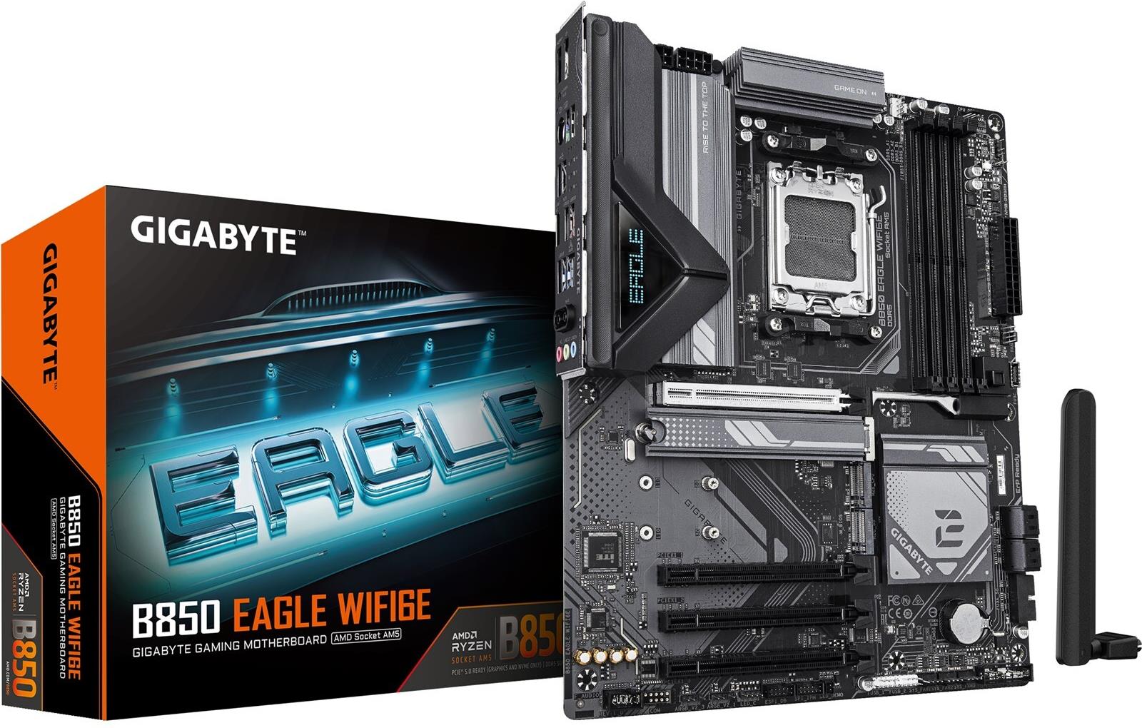 Купить GIGABYTE B850 EAGLE WIFI6E Motherboard - AMD Ryzen 9000 Serie CPUs, 8+2+2 Phasen digitales VRM, bis zu 8200MHz DDR5 (OC), 1xPCIe 5.0 + 2xPCIe 4.0 M.2, GbE LAN, WIFI 6E, USB 3.2 Gen 2 (B850 EAGLE WIFI6E) в магазине wardena.ru