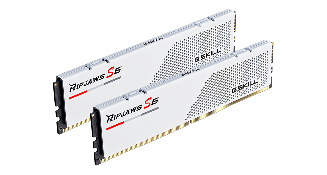 Купить G.Skill Ripjaws S5 - DDR5 - Kit - 64GB - DIMM 288-PIN Low Profile - 5600 MHz / PC5-44800 - CL28 - non-ECC - Mattes Weiß (F5-5600J2834F32GX2-RS5W) в магазине wardena.ru