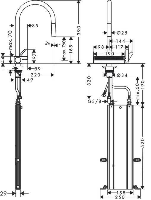 Купить Hansgrohe Aquno Select M81 Смеситель хром 73831000 в магазине wardena.ru