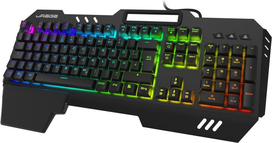 Купить Hama uRage Exodus 800 Mechanical - Tastatur - mit Telefonhalter - backlit - USB - QWERTZ - Deutsch - Tastenschalter: Outemu Blue - Schwarz (00186057) в магазине wardena.ru