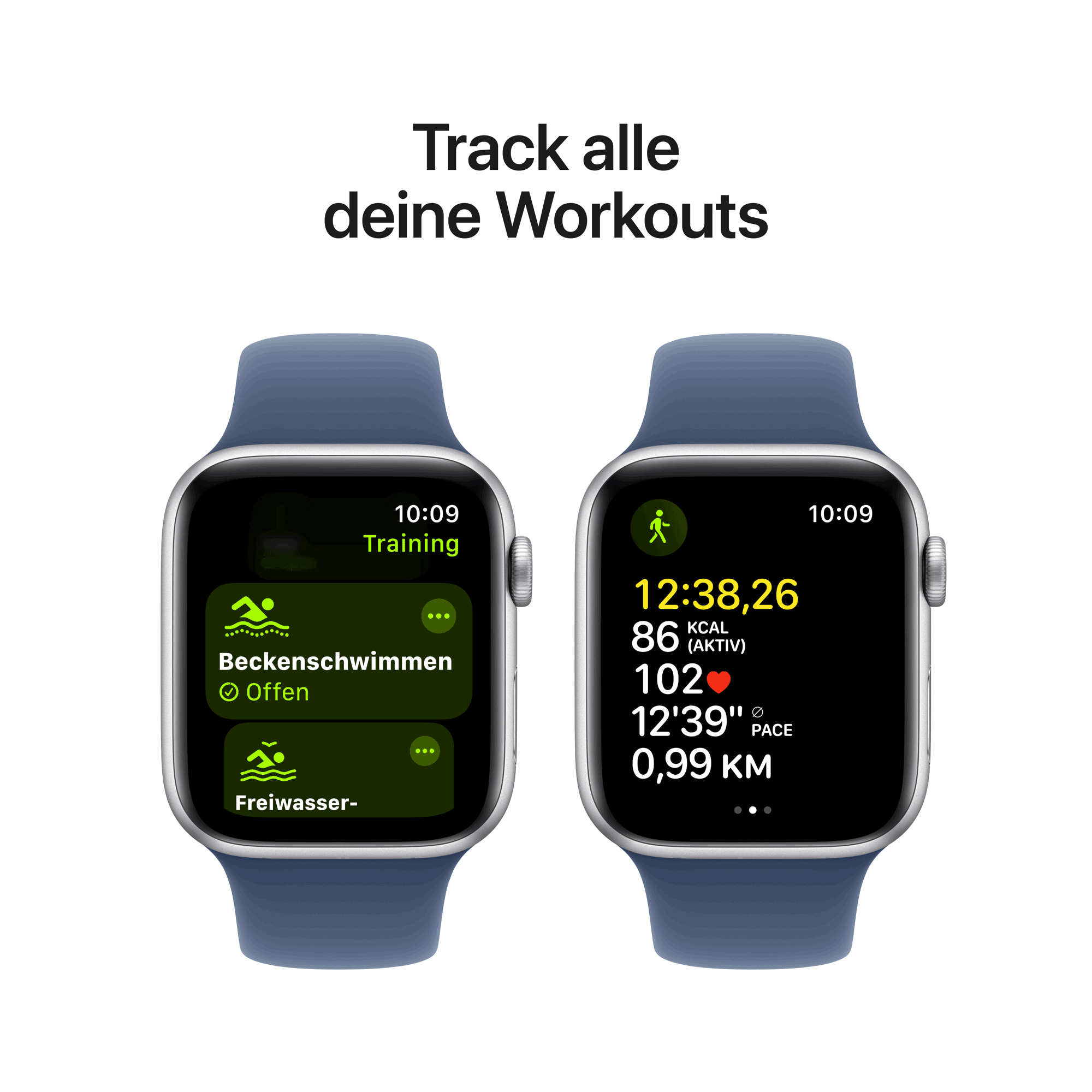 Купить Apple Watch SE GPS 44mm Silver Aluminium Case mit Denim Sport Band - M/L (MXER3QF/A) в магазине wardena.ru
