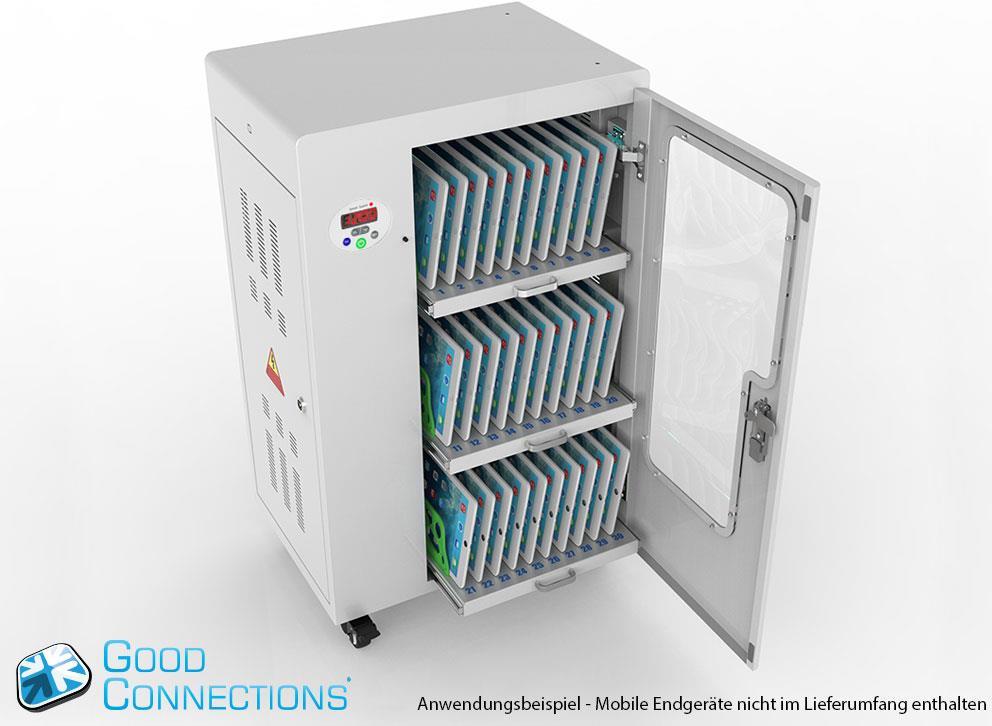 Купить Good Connections - Wagen (sync, charge and UV clean) - für 30 Tablets - verriegelbar - Stahl - Grau - Ausgang: 5 V (PCT01-B30G) в магазине wardena.ru