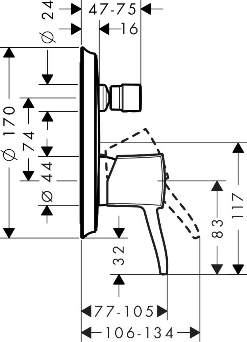 Купить Hansgrohe Metropol Classic Смеситель для ванны однорычажный с рычаговой рукояткой СМ хром-золото 31345090 в магазине wardena.ru
