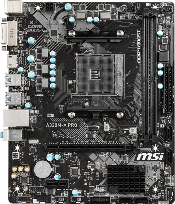 Купить MSI A320M-A PRO - Motherboard - micro ATX - Socket AM4 - AMD A320 - USB 3,1 Gen 1 - Gigabit LAN - Onboard-Grafik (CPU erforderlich) - HD Audio (8-Kanal) (7C51-001R) в магазине wardena.ru