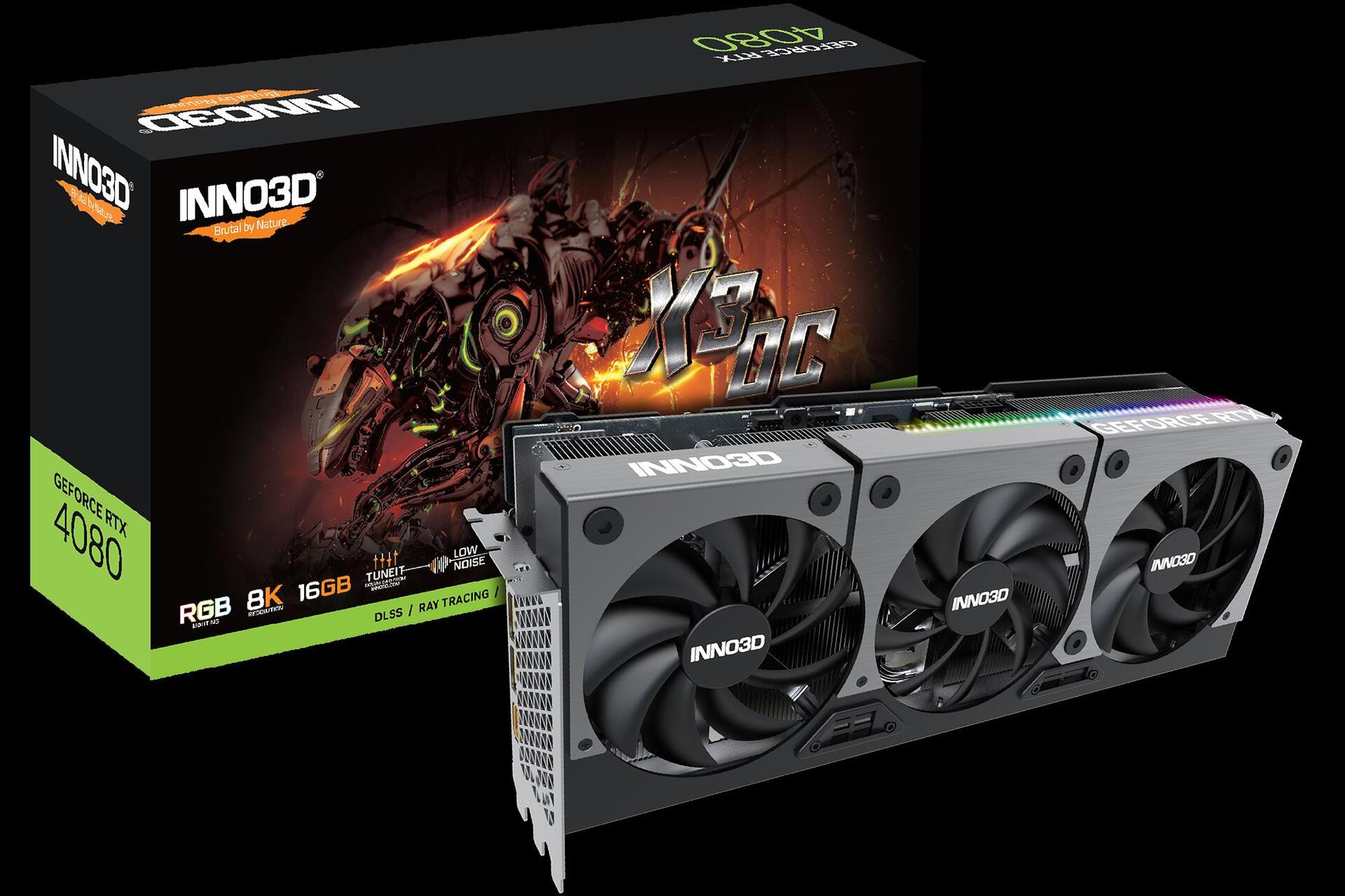 Купить InnoVISION Inno3D GeForce RTX 4080 X3 - OC Edition - Grafikkarten - GeForce RTX 4080 - 16GB GDDR6X - PCIe 4,0 x16 - HDMI, 3 x DisplayPort (N40803-166XX-187049N) в магазине wardena.ru