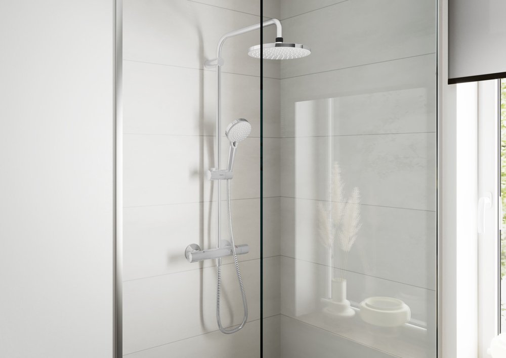 Купить Hansgrohe Vernis Blend Showerpipe 200 1jet EcoSmart с термостатом черный матовый 26089670 в магазине wardena.ru