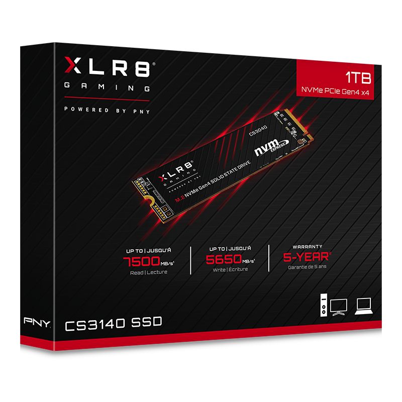 Купить PNY XLR8 CS3140 - SSD - 1 TB - intern - M.2 2280 - PCI Express 4.0 x4 (NVMe) - 256-Bit-AES (M280CS3140-1TB-RB) в магазине wardena.ru