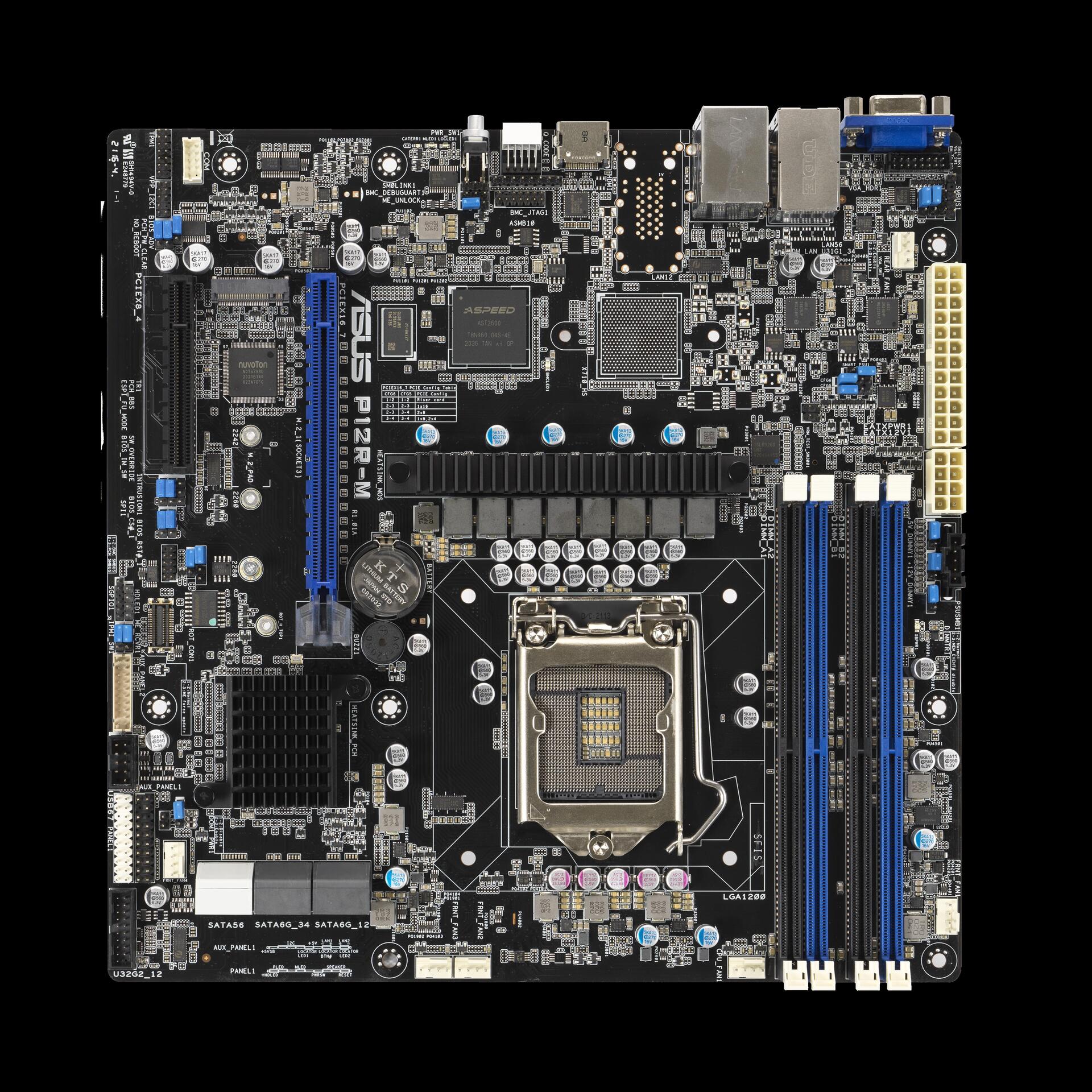 Купить ASUS P12R-M - Motherboard - micro ATX - LGA1200-Sockel - C252 Chipsatz - USB 3.2 Gen 2 - 2 x Gigabit LAN - Onboard-Grafik (90SB09X0-M1UAY0) в магазине wardena.ru