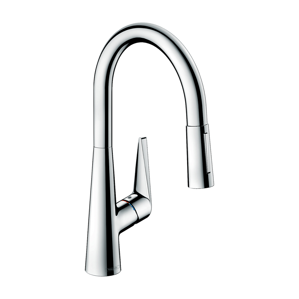 Купить Hansgrohe Talis M51 Кухонный смеситель однорычажный 200 с вытяжным душем 2jet сталь 72813800 в магазине wardena.ru