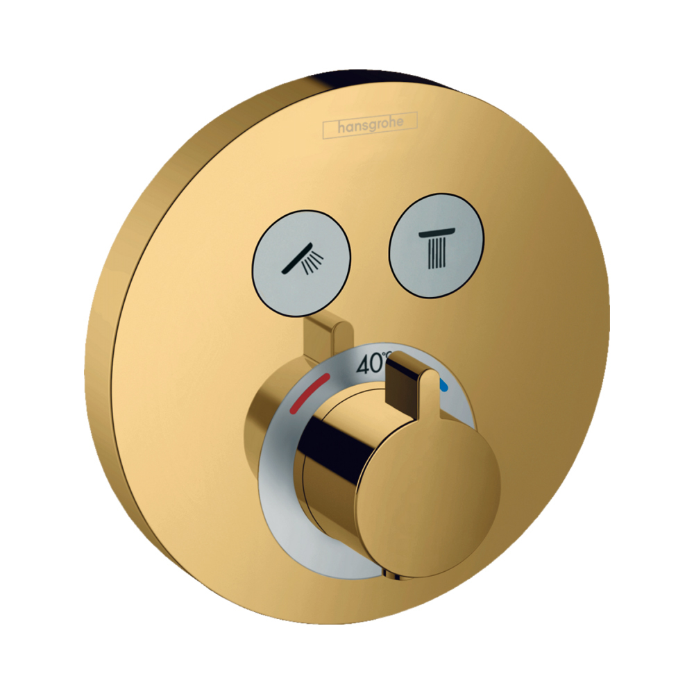 Купить Hansgrohe Термостат ShowerSelect S для 2 потребителей скрытый монтаж золото 15743990 в магазине wardena.ru