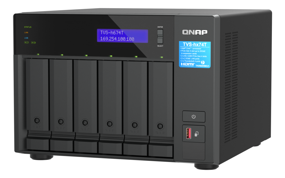 Купить QNAP TVS-H674T-I5-32G NAS & Speicherserver Tower Ethernet/LAN Schwarz i5-12400 (TVS-h674T-i5-32G) в магазине wardena.ru