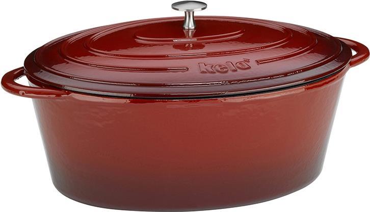 Купить Kela 11943 Bräter mit Deckel, Gusseisen, Emaille-Beschichtung, 9L, rot, oval (11943) в магазине wardena.ru