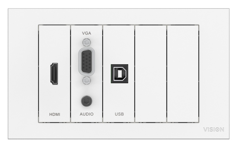 Купить VISION TechConnect 3 Wall-Mount Faceplate Package - Modulares Faceplate-Kit mit Snap-ins und Kabeln - HD-15, Mini-Phone Stereo 3,5 mm, HDMI, USB-Typ B - Mattes Weiß - Abdeckung mit zwei Aussparungen (TC3-PK+PK10MCABLES) в магазине wardena.ru