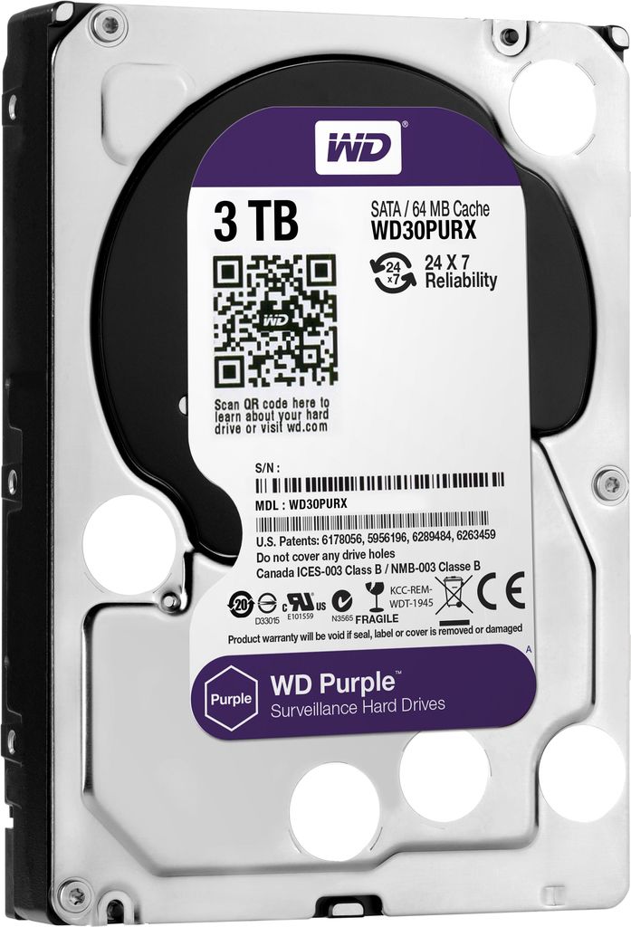 Купить WD Purple WD30PURX - Festplatte - 3 TB - intern - 8.9 cm ( 3.5" ) - IntelliPower - SATA-600 - Puffer: 64 MB в магазине wardena.ru