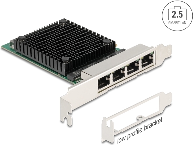 Купить Delock PCI Express x4 Netzwerkkarte 2.5 Gigabit LAN 4 x RJ45 RTL8125 (88601) в магазине wardena.ru