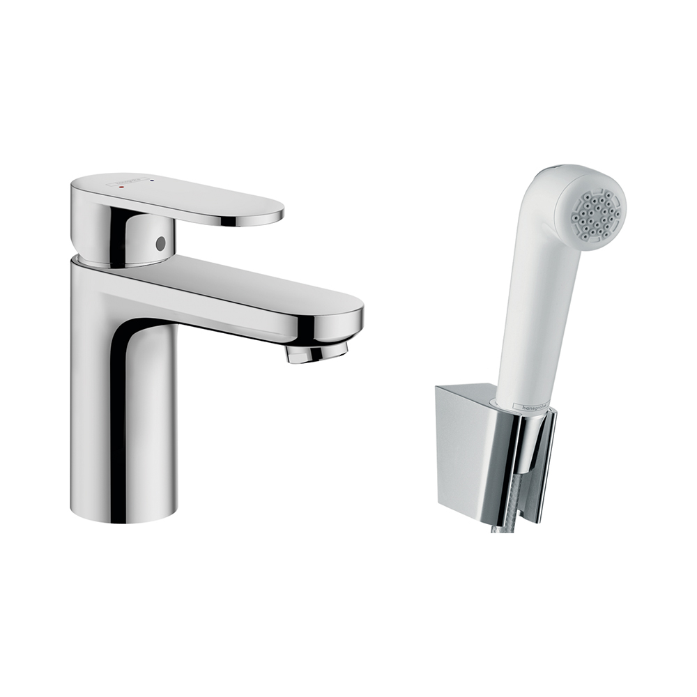 Купить Hansgrohe Vernis Blend Смеситель для раковины однорычажный 100 с гигиеническим душем и шлангом 160 см хром 71215000 в магазине wardena.ru