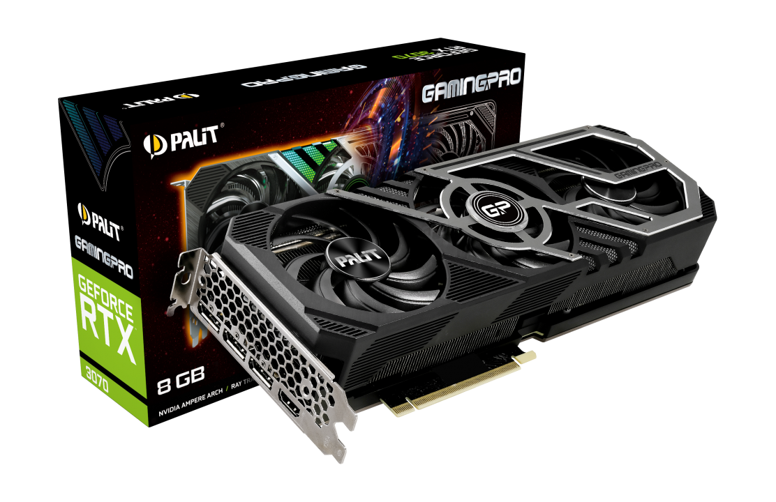 Купить Palit GeForce RTX 3070 GamingPro - Grafikkarten - GF RTX 3070 - 8 GB GDDR6 - PCIe 4.0 - HDMI, 3 x DisplayPort (NE63070019P2-1041A) в магазине wardena.ru