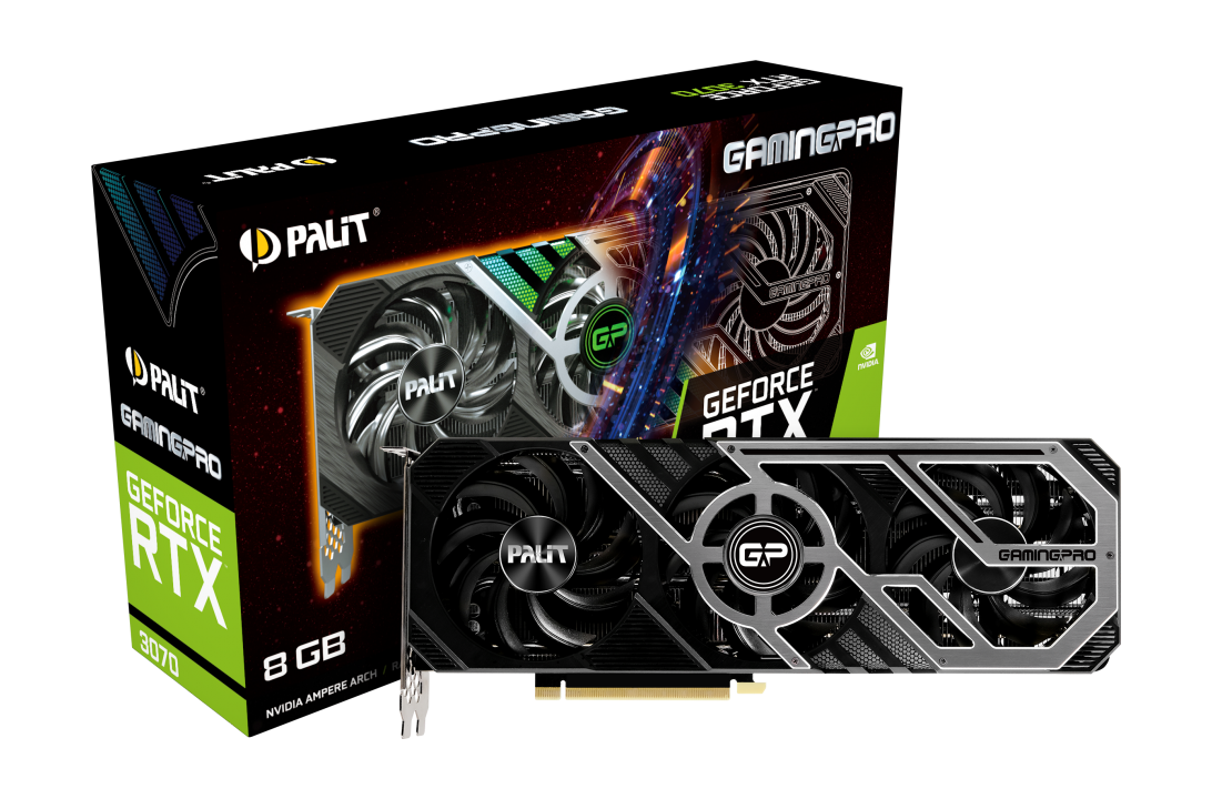 Купить Palit GeForce RTX 3070 GamingPro - Grafikkarten - GF RTX 3070 - 8 GB GDDR6 - PCIe 4.0 - HDMI, 3 x DisplayPort (NE63070019P2-1041A) в магазине wardena.ru