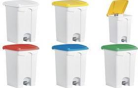 Купить helit Tretabfallbehälter, 45 Liter, mittelgrau/gelb rechteckig, aus PP, mit Haken zur Beutelbefestigung (H2402118) в магазине wardena.ru