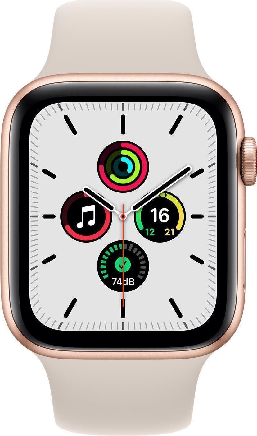 Купить Apple Watch SE (GPS + Cellular) - 44 mm - Gold Aluminium - intelligente Uhr mit Sportband - Flouroelastomer - starlight - Bandgröße: regelmäßig - 32GB - Wi-Fi, Bluetooth - 4G - 36,36 g (MKT13FD/A) в магазине wardena.ru