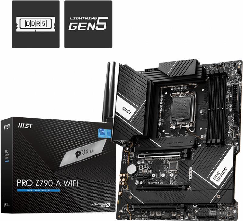 Купить MSI PRO Z790-A WIFI - Motherboard - ATX - LGA1700-Sockel - Z790 Chipsatz - USB 3,2 Gen 1, USB 3,2 Gen 2, USB-C 3,2 Gen2, USB-C 3,2 Gen 2x2 - 2,5 Gigabit LAN, Wi-Fi, Bluetooth - Onboard-Grafik (CPU erforderlich) - HD Audi (7E07-003R) в магазине wardena.ru