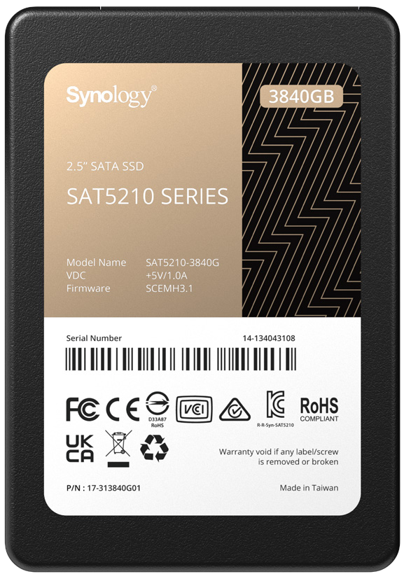 Купить Synology SAT5210 - SSD - 3.84 TB - intern - 2.5" (6.4 cm) - SATA 6Gb/s (SAT5210-3840G) в магазине wardena.ru