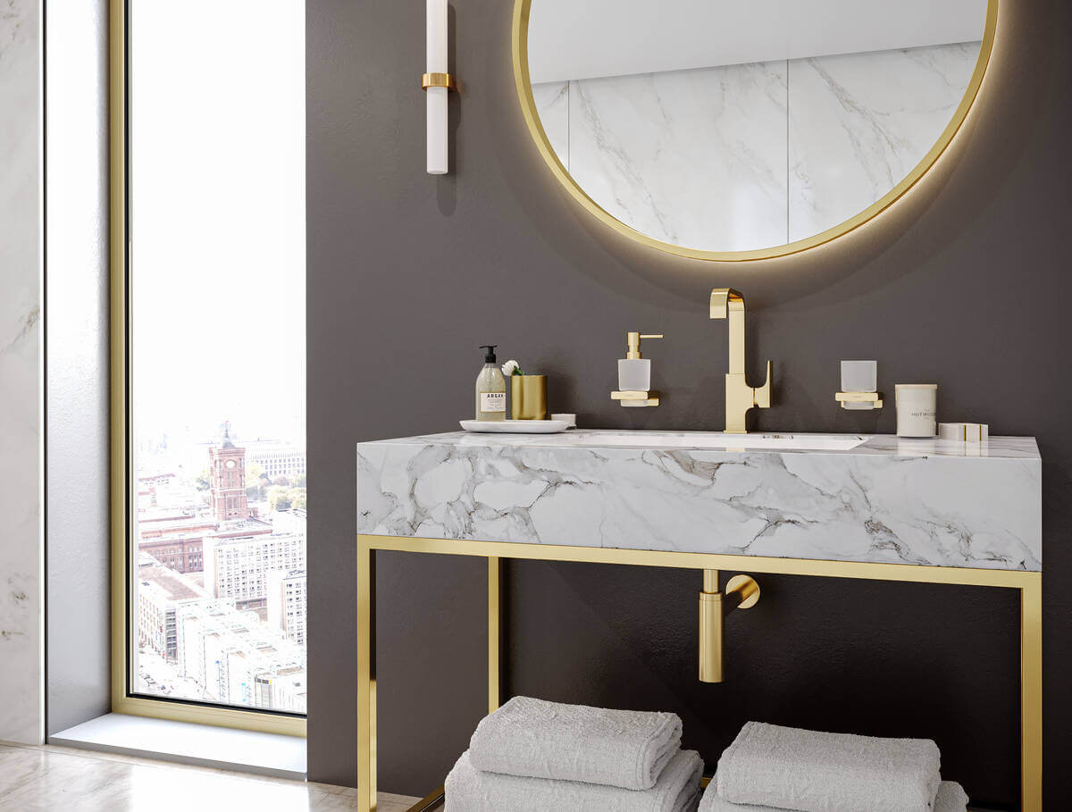 Купить Hansgrohe AddStoris Диспенсер для жидкого мыла золото 41745990 в магазине wardena.ru