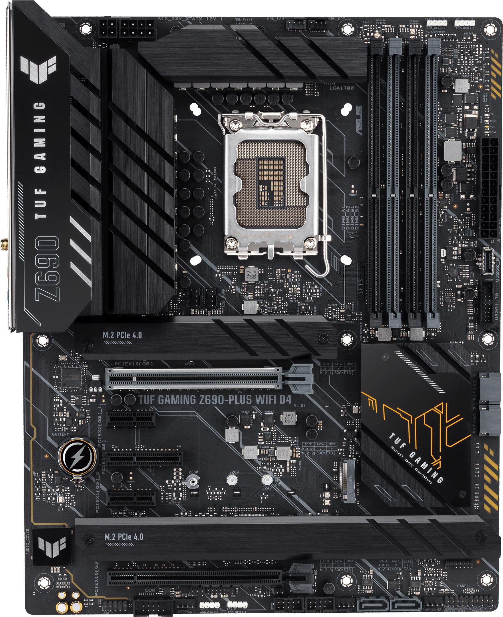 Купить ASUS TUF GAMING Z690-PLUS WIFI D4 - Motherboard - ATX - LGA1700-Sockel - Z690 Chipsatz - USB-C Gen1, USB 3.2 Gen 1, USB 3.2 Gen 2, USB-C Gen 2x2 - 2.5 Gigabit LAN, Wi-Fi 6, Bluetooth - Onboard-Grafik (CPU erforderlich) - (90MB18V0-M0EAY0) в магазине wardena.ru
